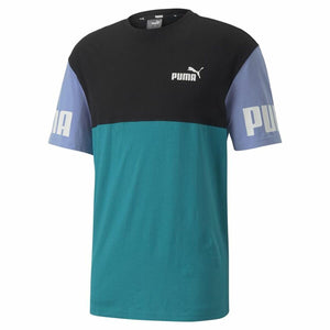 Herren Kurzarm-T-Shirt Puma Power Colorblock Schwarz Blau Lila