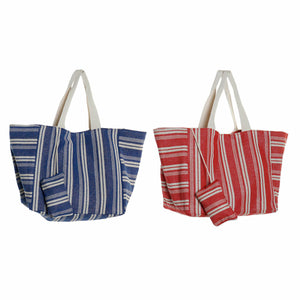 Handtasche DKD Home Decor Geldbeutel Streifen Polyester Baumwolle (39 x 26 x 34 cm) (2 pcs)