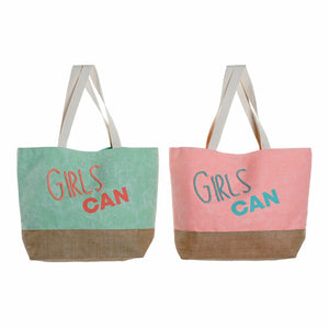 Handtasche DKD Home Decor Girls Can Polyester Baumwolle (38 x 14 x 38 cm) (2 pcs)