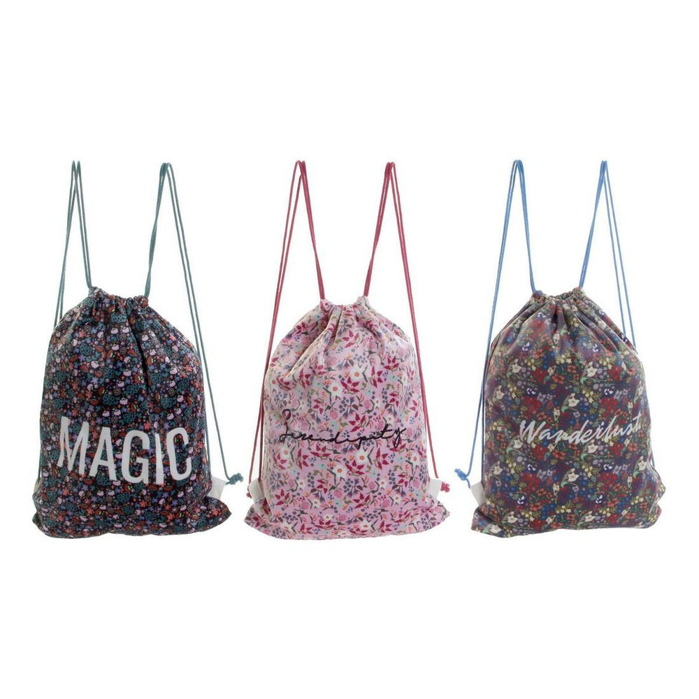 Rucksack DKD Home Decor Liberty Schwarz Rosa Polyester (3 pcs)