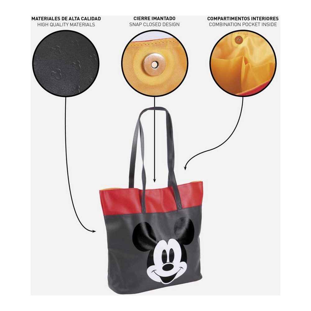 Handtasche Mickey Mouse Schwarz (38 x 32 x 13 cm)